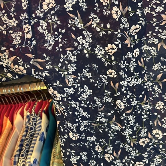 Wallflower navy/white/pink floral print open drone 3/4 sleeve kimono size S - Picture 2 of 4